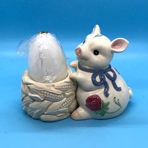 Lenox Poppies On Blue Barnyard Collection Pig Votive Candle Holder.